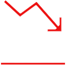 Red downward arrow on black background.